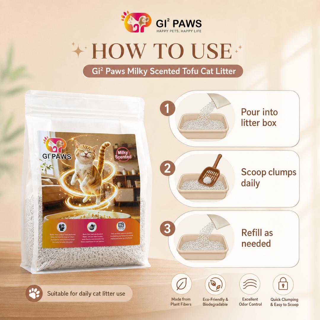 Gi² Paws 6L Original Milk Scented Tofu Cat Litter (2KG) photo 4